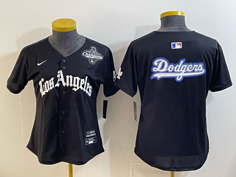 Women 2026 Los Angeles Dodgers Blank Black Game Nike MLB Jersey style 0019->women mlb jersey->Women Jersey